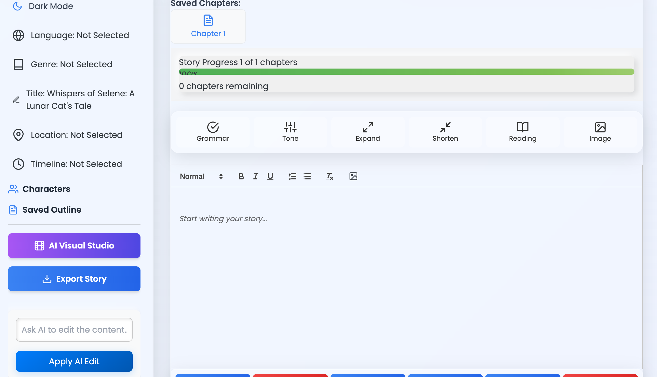 NovelVision Studio Interface